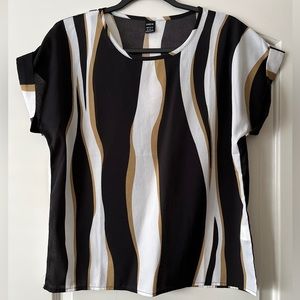 SHEIN Gold Black and White Zebra Print Blouse